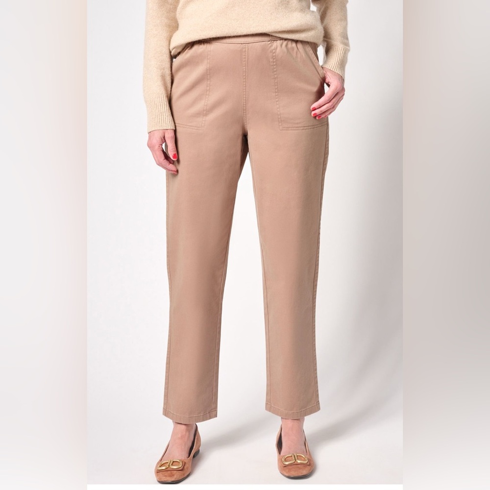 Denim & Co Twill tan straight leg pants, XS